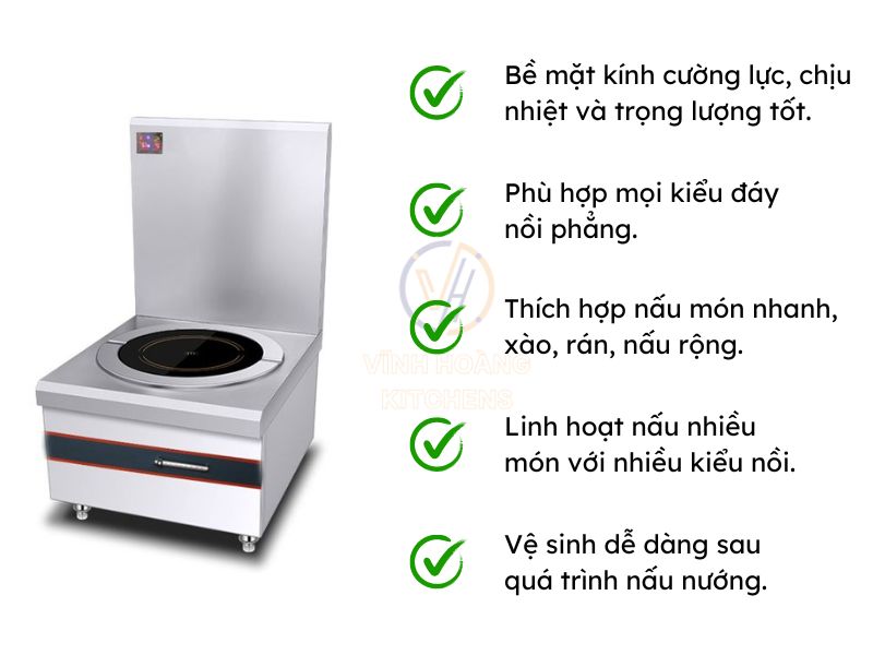 Bếp từ công nghiệp 8kw mặt phẳng