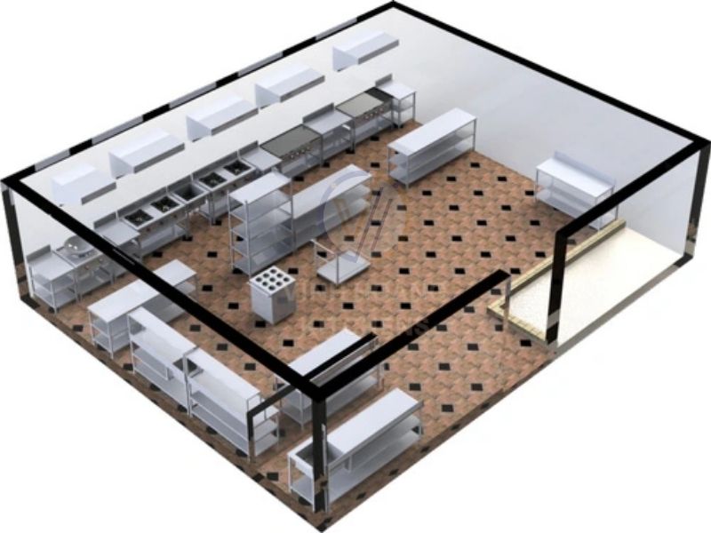 Bản vẽ thiết kế 3D bếp ăn công nghiệp (2)