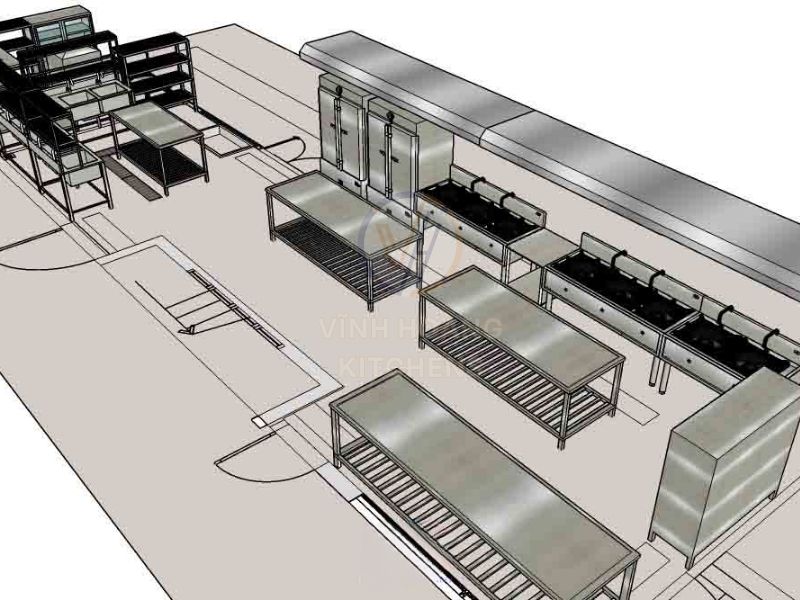 Bản vẽ thiết kế 3D bếp ăn công nghiệp (4)