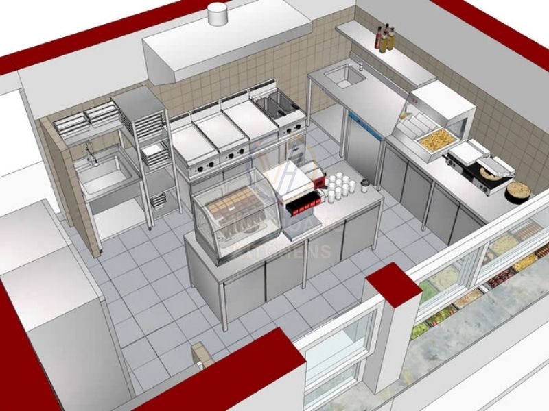 Bản vẽ thiết kế 3D bếp ăn công nghiệp (1)