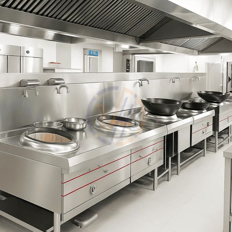Toàn bộ thân bếp đều được làm bằng inox