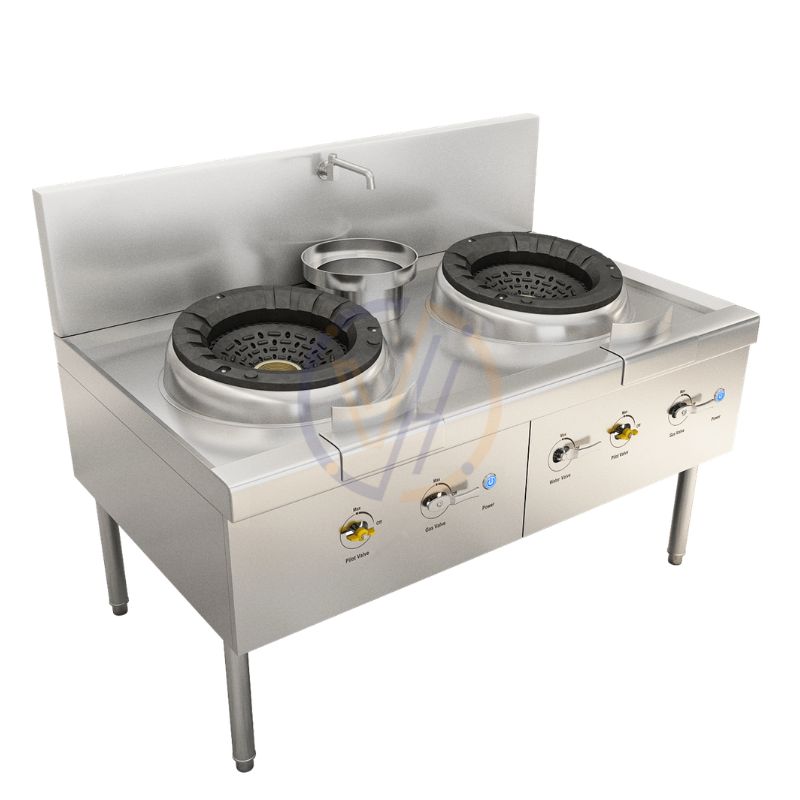 Bếp á 2 họng sử dụng quạt thổi tại Vĩnh Hoàng Kitchens