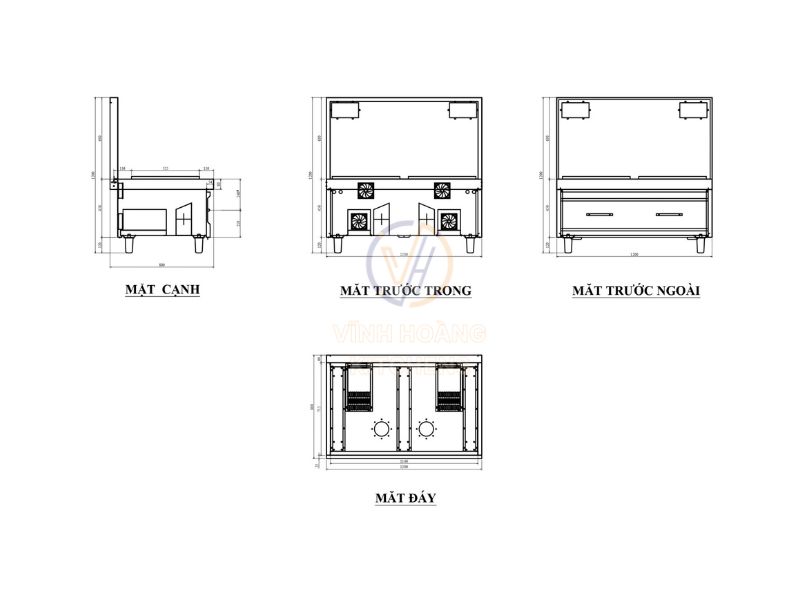 Bản vẽ bếp từ công nghiệp 12kw