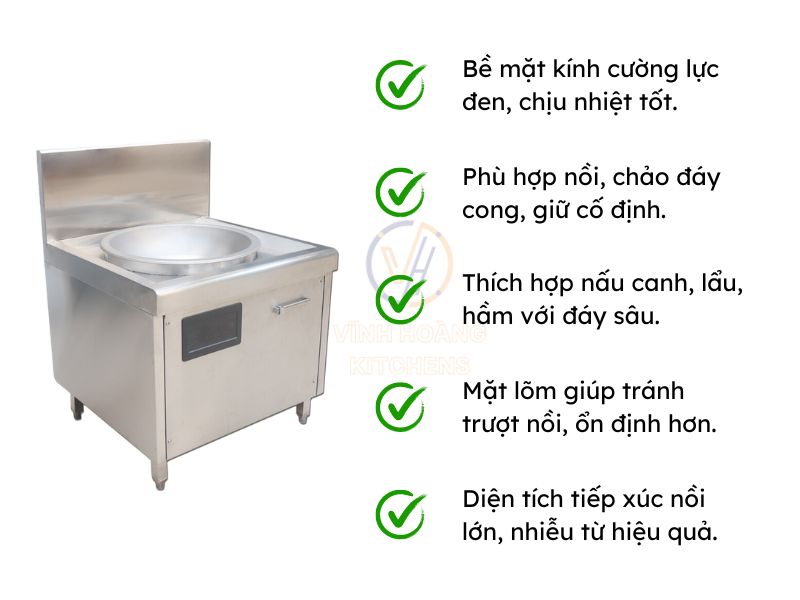 Bếp từ công nghiệp 8kw mặt lõm