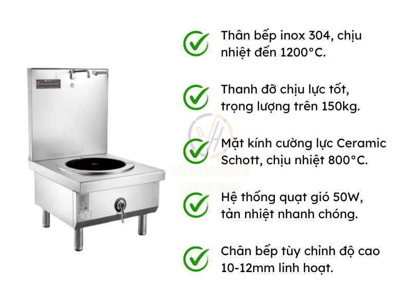 Cấu tạo bếp hầm từ đơn công nghiệp
