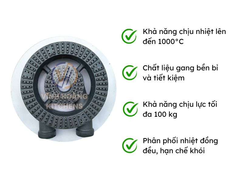 Họng bếp của bếp á 3 họng