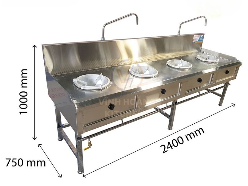Kích thước bếp 4 họng