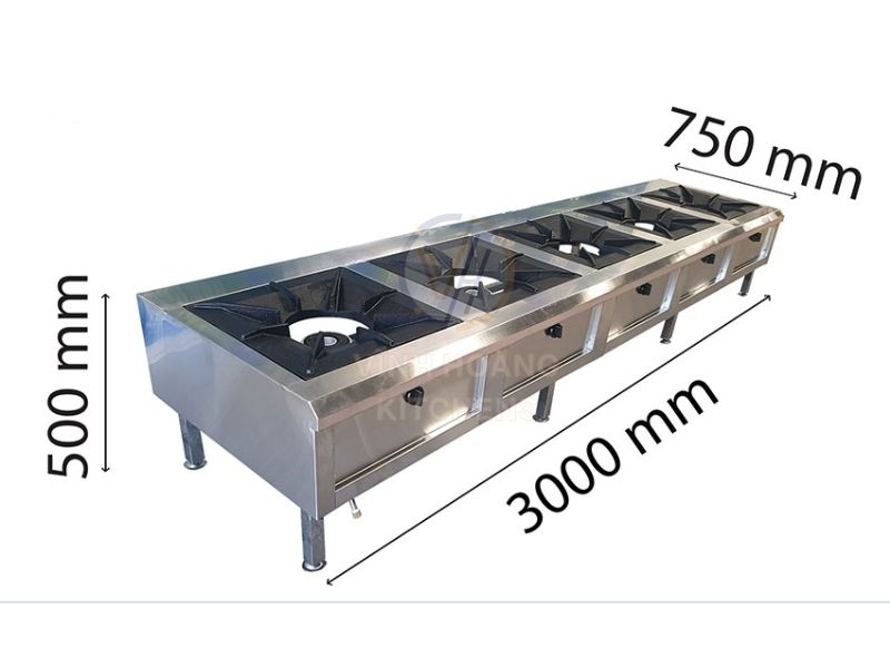 Kích thước bếp công nghiệp nhiều họng