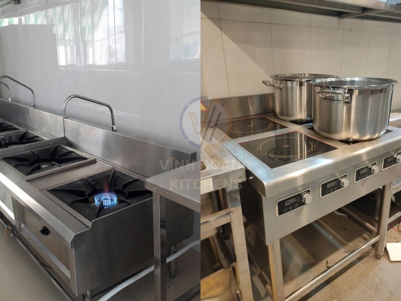 So sánh bếp gas công nghiệp và bếp từ công nghiệp dựa trên nguyên lý hoạt động