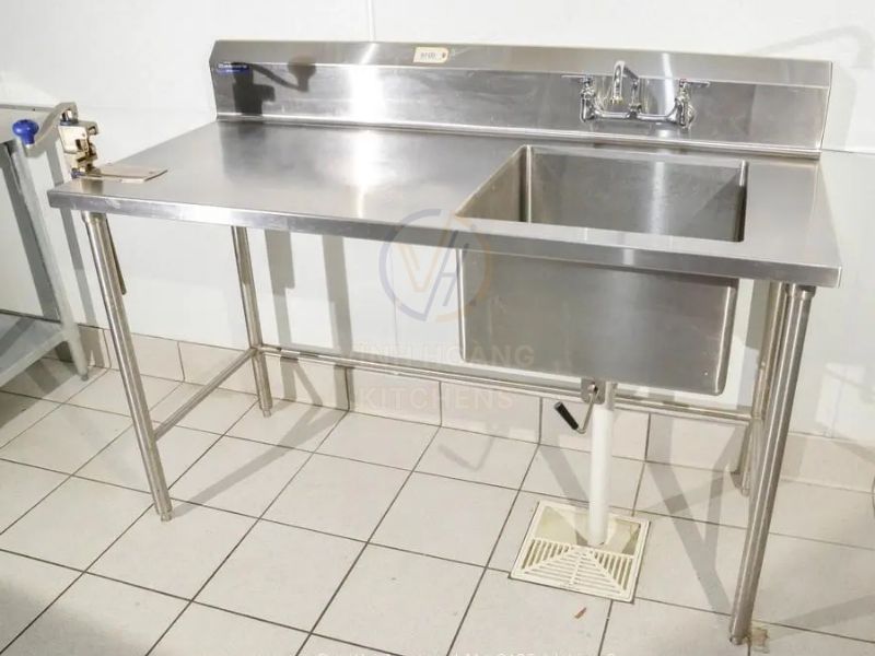 Chậu rửa công nghiệp 1 hố bàn lệch trái