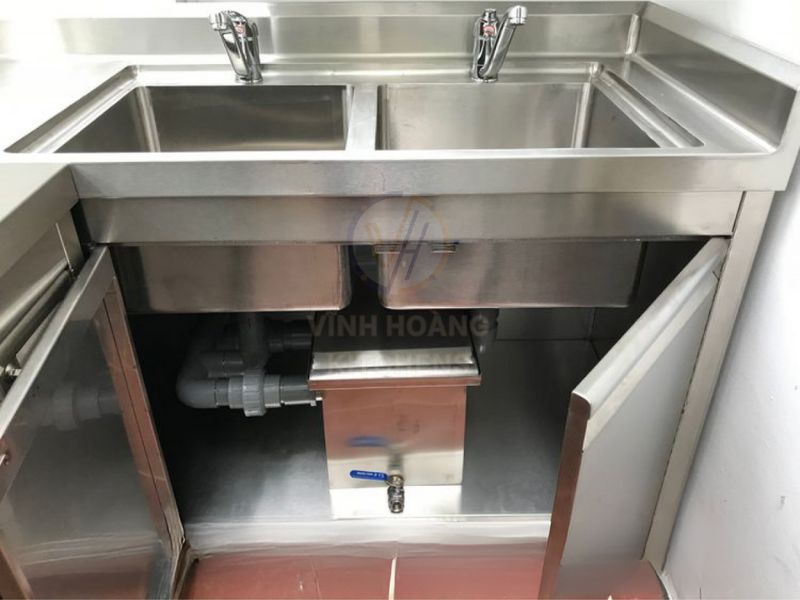 Chậu rửa công nghiệp 2 hố cánh kéo