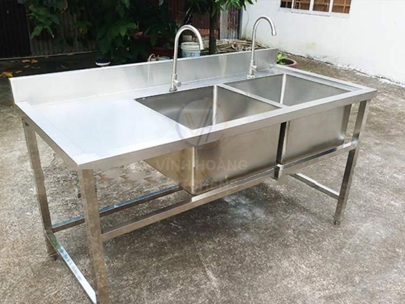Dòng chậu rửa công nghiệp 2 hố bàn lệch trái