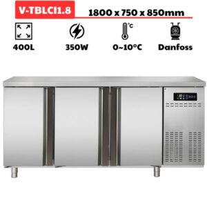 Bàn mát 3 cánh inox 1800mm (400L) quạt gió