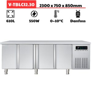 Bàn mát 3 cánh inox 2300mm (610L) quạt gió