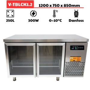 Bàn mát cánh kính 1200mm (250L) quạt gió