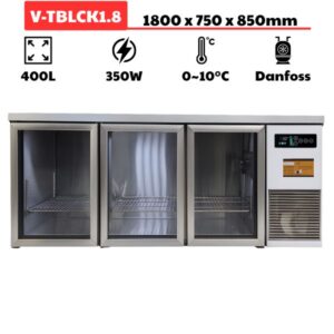 Bàn mát cánh kính 1800mm (400L) quạt gió