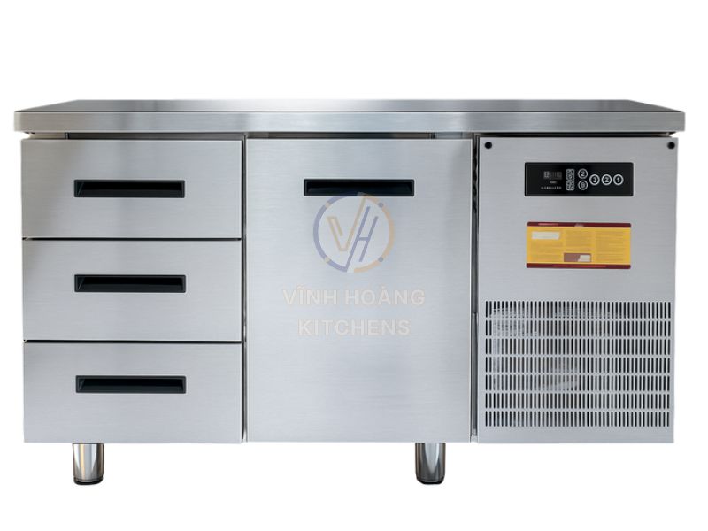 Bàn mát ngăn kéo inox 1200mm (250L) quạt gió