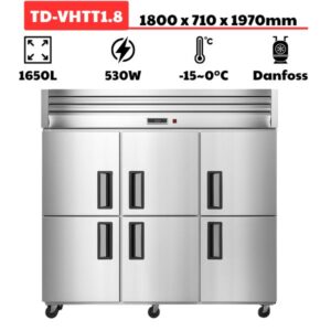 Tủ đông 6 cánh inox (1650L) trực tiếp