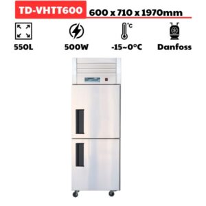 Tủ đông 2 cánh inox (550L) trực tiếp