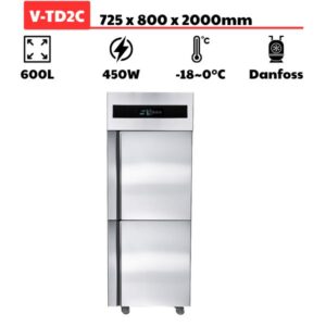 Tủ đông 2 cánh inox (600L) quạt gió