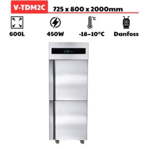Tủ đông mát 2 cánh inox (600L) quạt gió