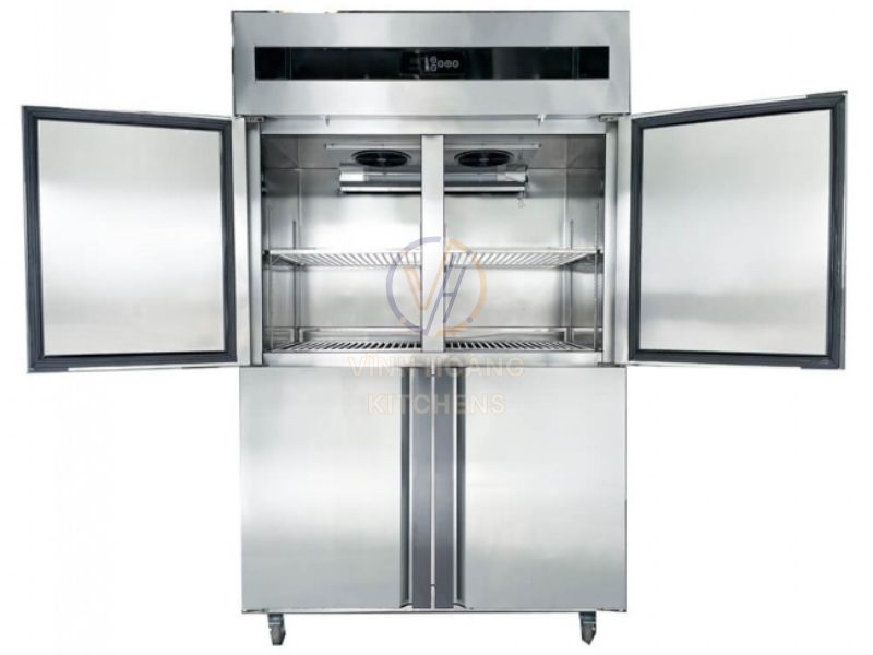 Tủ đông 4 cánh inox (1100L) quạt gió V-TD4C