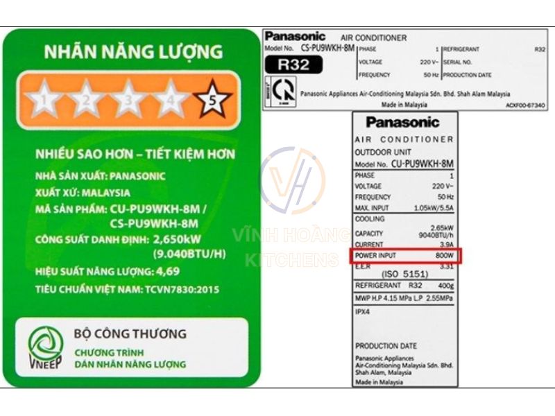 Công suất cho biết lượng điện năng mà thiết bị tiêu thụ trong một giờ