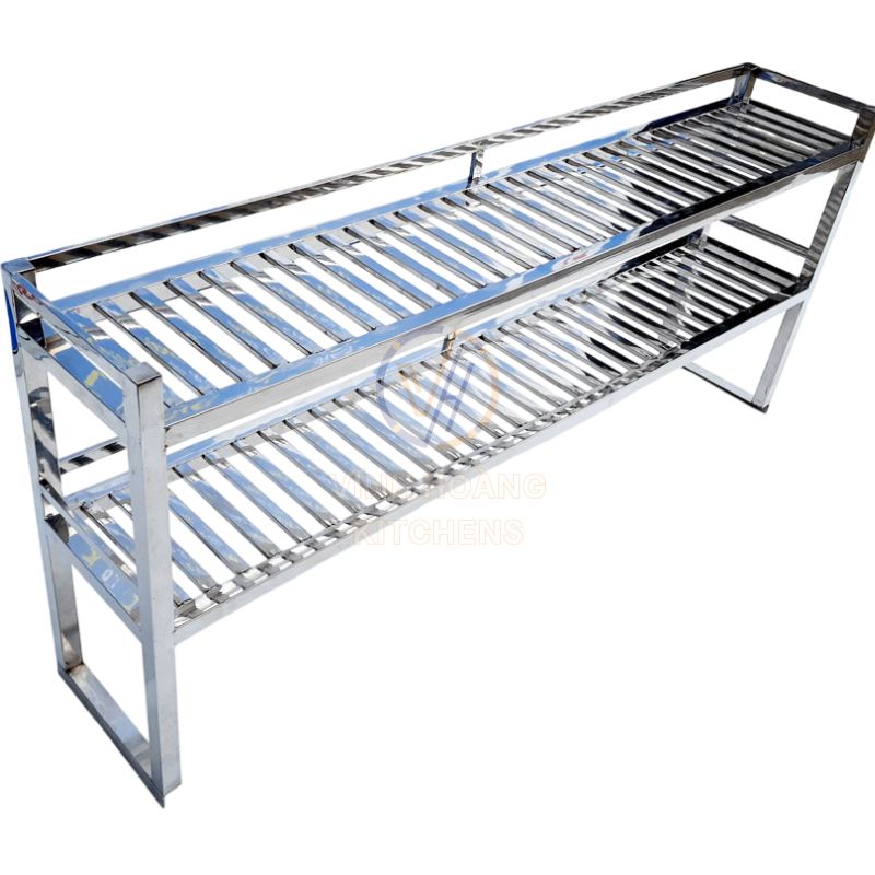 Độ dày inox từ 0.8–1.0ly giúp kệ chịu lực tốt