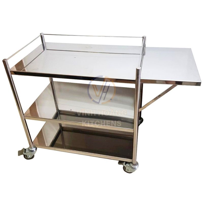 Kệ Inox 3 tầng có bánh xe