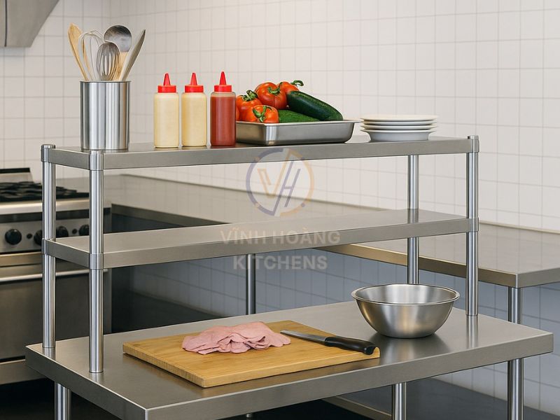 Thường đặt kệ ở gần khu chế biến