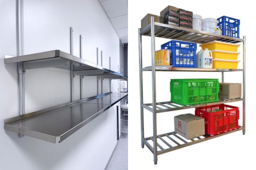 Các loại kệ inox đặt sàn và kệ treo tường khác nhau thế nào?