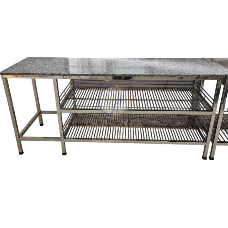 Kệ inox mặt đá tiết kiệm diện tích