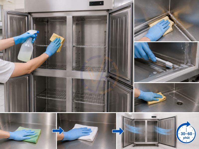 Vệ sinh toàn bộ tủ định kỳ để hạn chế mùi hôi