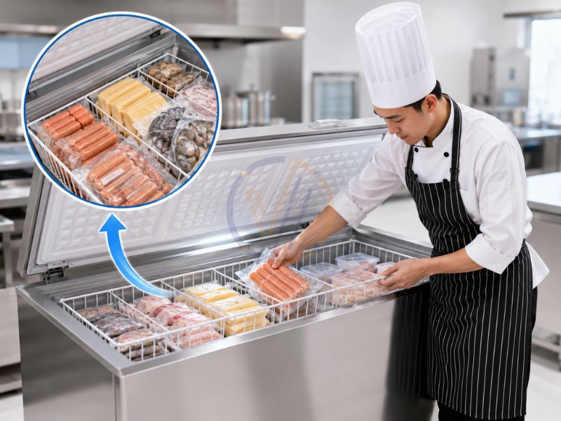 Giỏ chứa nguyên liệu giúp thao tác nấu nhanh hơn