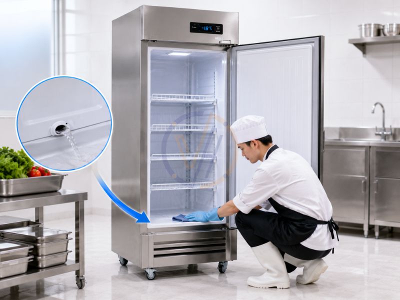 Lỗ thoát nước giúp vệ sinh nhanh sau mỗi lần xả đá