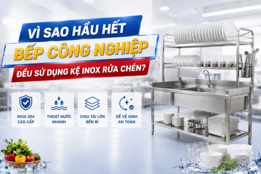 Vì sao hầu hết bếp công nghiệp đều sử dụng kệ inox rửa chén?