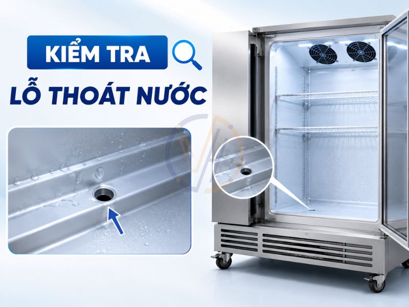Kiểm tra lỗ thoát nước tủ đông