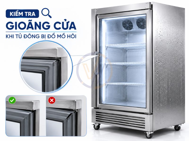 Kiểm tra gioăng cửa khi tủ đông bị đổ mồ hôi