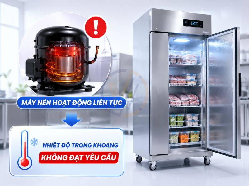Nhiệt độ trong khoang tủ không đạt yêu cầu