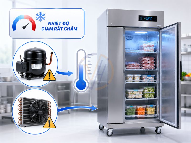 Tủ đông làm lạnh chậm liên quan đến hệ thống gas
