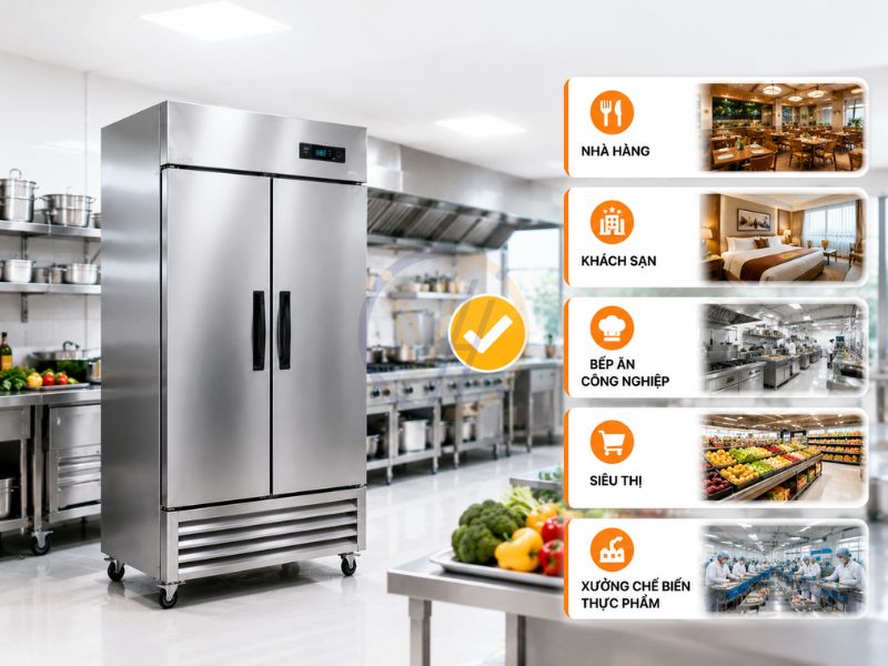 Khách sạn, bếp ăn công nghiệp nên lựa chọn tủ đông công nghiệp mới