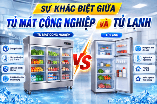 Sự khác biệt giữa tủ mát công nghiệp và tủ lạnh